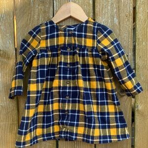 Hanna Andersson yellow and blue plaid flannel dress
